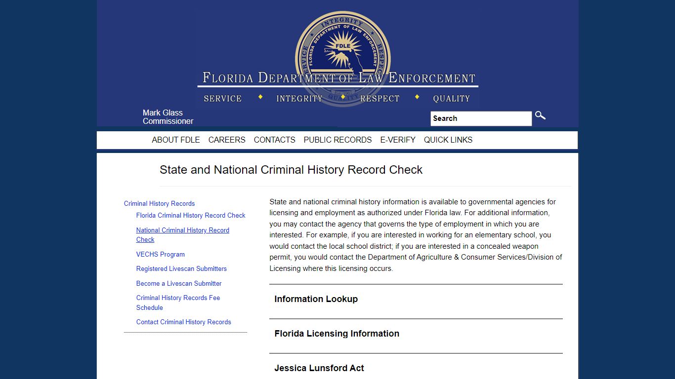 National Criminal History Record Check